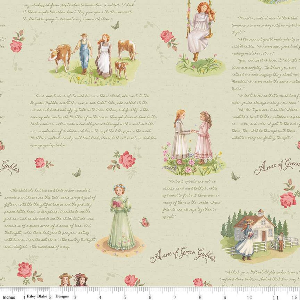 Licensed Riley Blake Anne of Green Gables Main Cotton Fabric CD16120-Sage